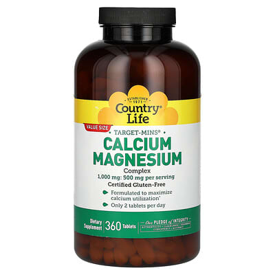 Country Life, Target-Mins Calcium and Magnesium Complex, 360 Tablets