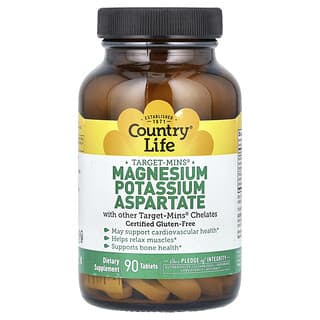 Country Life, Target-Mins Magnesio, potasio, aspartato, 90 comprimidos