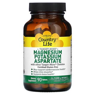 Country Life, Target-Mins Magnesium, Potassium, Aspartate, 90 Tablets