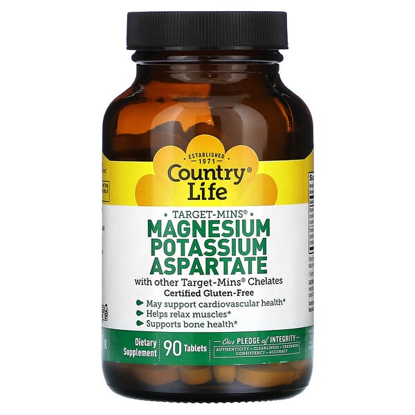 Country Life‏, Target-Mins Magnesium, Potassium, Aspartate, 90 Tablets