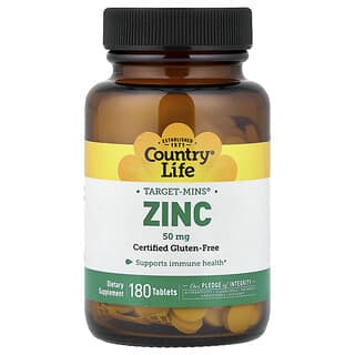 Country Life, Sasaran-Min, Zink, 50 mg, 180 Tablet