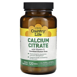 Country Life, Citrato de calcio con vitamina D, 120 comprimidos