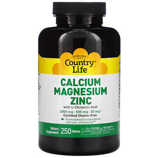 Country Life, Calcium magnésium et zinc, 250 comprimés