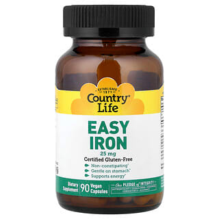 Country Life (컨트리라이프), 순한 철분, 25mg, 베지 캡슐 90정