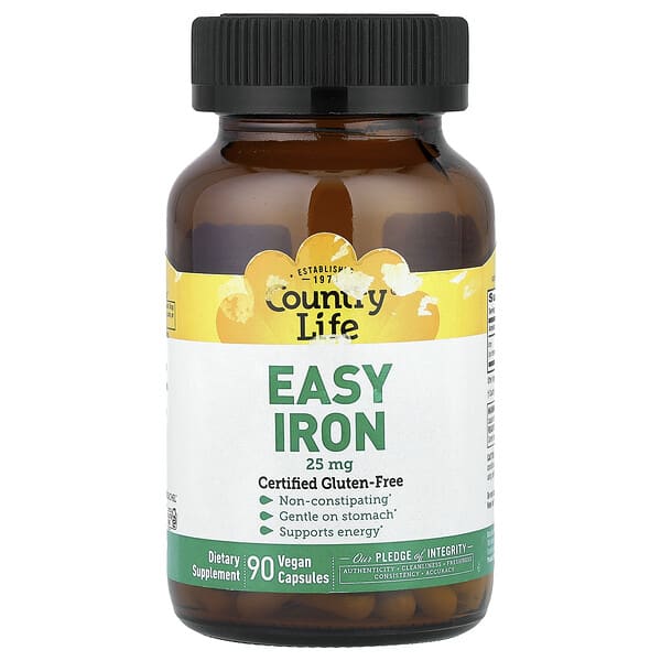 Country Life Easy Iron, 25 mg, 90 Vegan Capsules