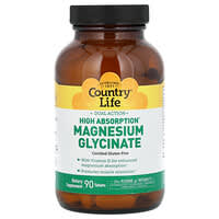 Country Life, High Absorption Dual Action Magnesium Glycinate, 90 Tablets