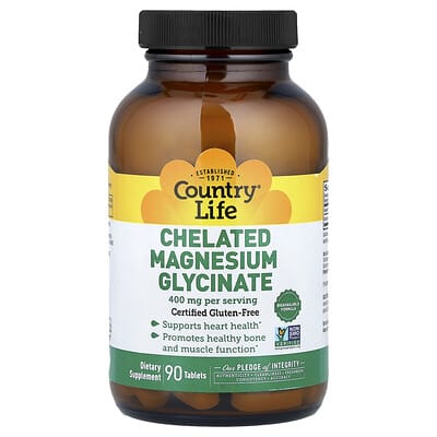Country Life, Chelated Magnesium Glycinate, 90 Tablets (133 mg per Tablet)