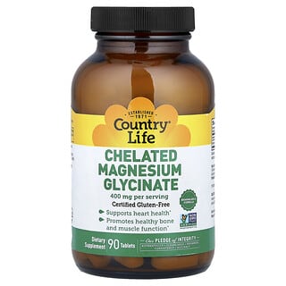 Country Life, Chelated Magnesium Glycinate, 90 Tablets (133 mg per Tablet)