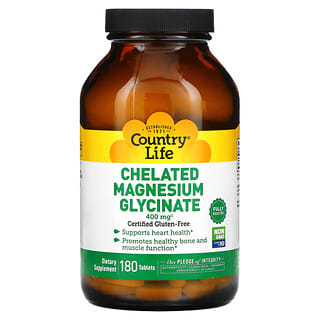 Country Life, Chelated Magnesium Glycinate, 133 mg, 180 Tablets