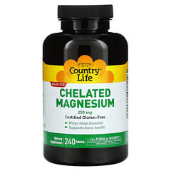 Country Life, Magnésium chélaté, 250 mg, 240 comprimés