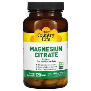 Country Life, Citrate de magnésium, 125 mg, 120 comprimés
