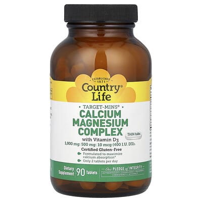 Country Life, Target-Mins® Calcium and Magnesium with Vitamin D, 90 Tablets