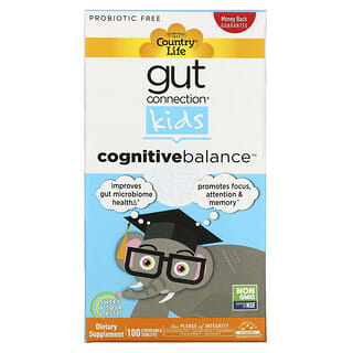 Country Life, Gut Connection® 兒童專用認知平衡咀嚼片，酸甜口味，100 片裝