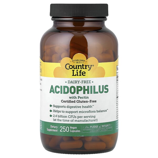 Country Life, Acidophilus with Pectin, 250 Vegan Capsules — product photo 1