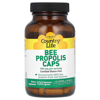 Country Life, Bee Propolis , 100 Vegetarian Capsules (250 mg per Capsule)
