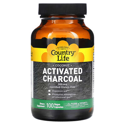 Country Life, Activated Charcoal, 260 mg, 100 Vegan Capsules