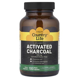 Country Life, Carvão Ativado, 260 mg, 100 Cápsulas Veganas