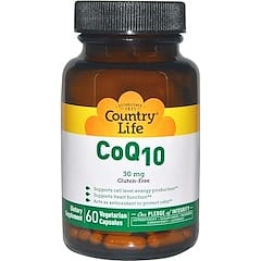 Country Life, CoQ10, 30 mg, 60 베지캡 (판매가 중단된 상품) 