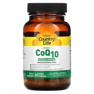 Country Life, CoQ10, 100 mg, 60 비건 캡슐