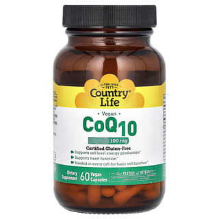 Country Life‏, CoQ10 טבעוני, 100 מ"ג, 60 כמוסות טבעוניות