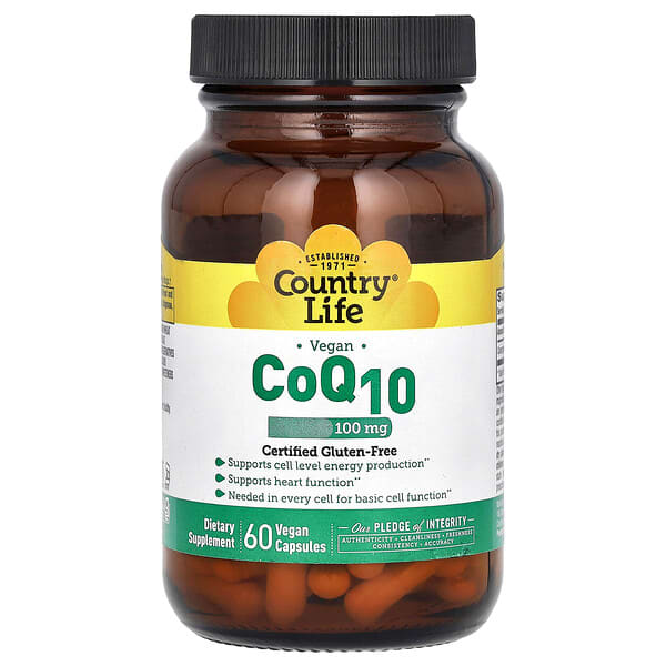 Country Life Vegan CoQ10, 100 mg, 60 Vegan Capsules