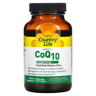 Country Life, كبسولات الأنزيم المساعد CoQ10، جرعة 100 مجم، 120 كبسولة هلامية ملساء