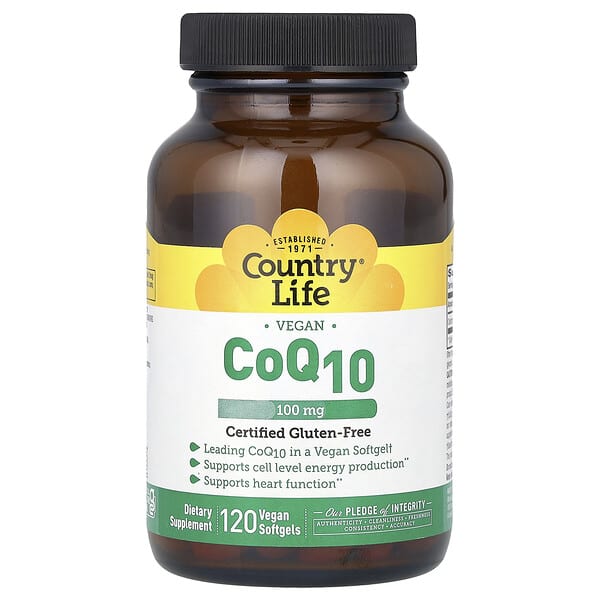 Country Life Vegan CoQ10, 100 mg, 120 Vegan Softgels
