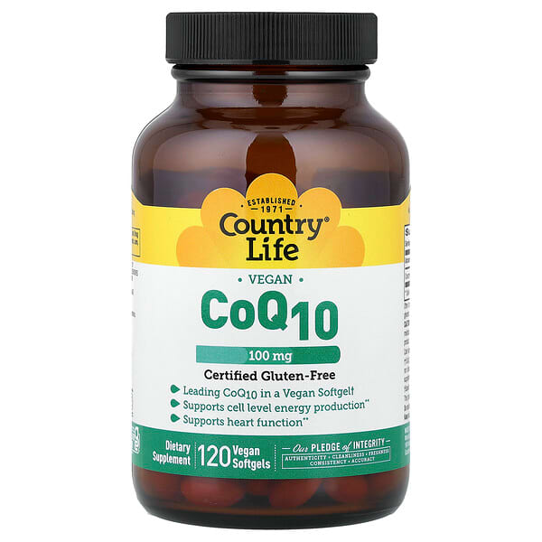 Country Life, Vegan CoQ10, 100 mg, 120 Vegan Softgels — product photo 1