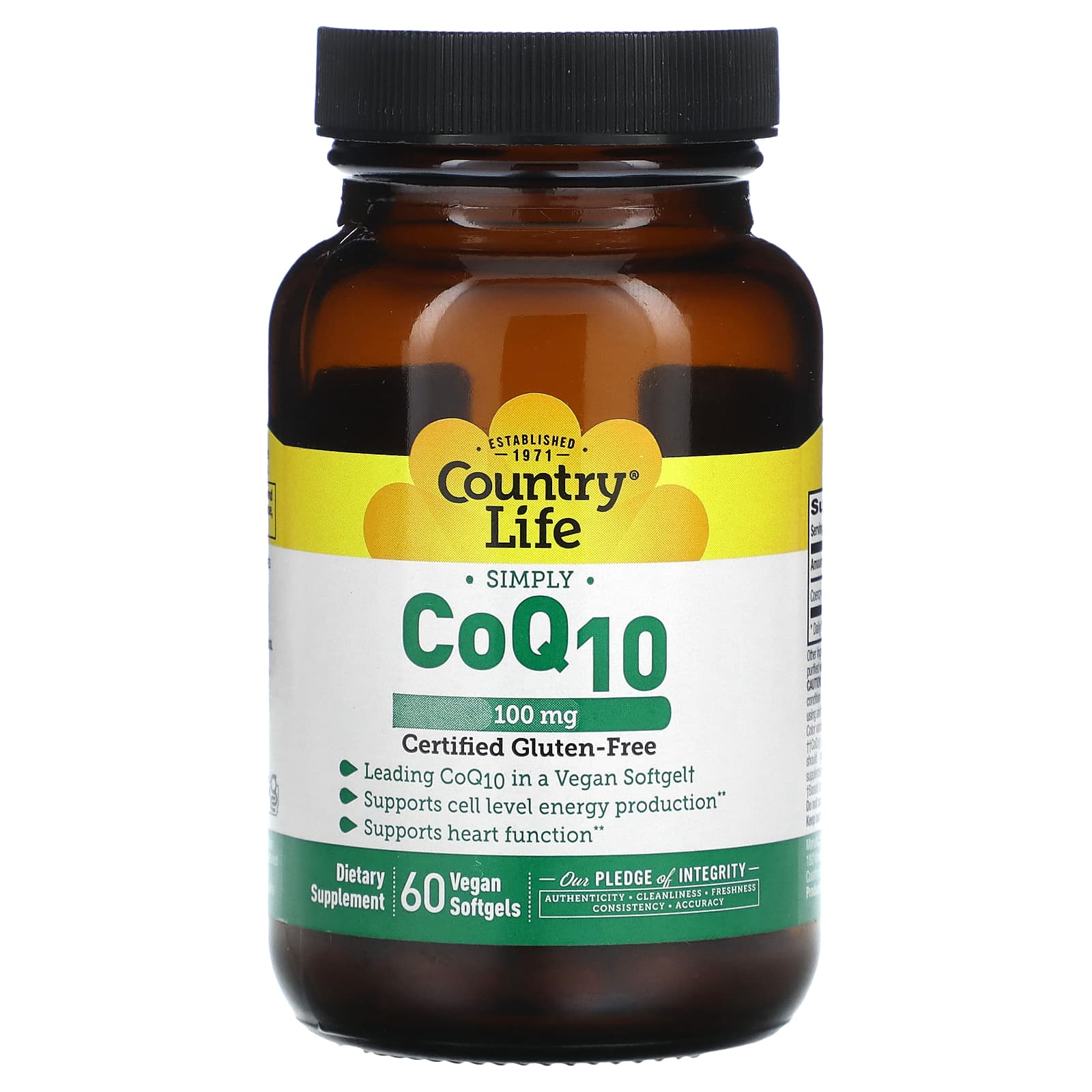 Country Life, CoQ10, 100 mg, ベジタブルソフトジェル 60 粒