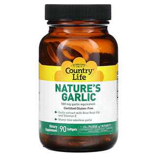 Country Life, Nature's Garlic, 500 mg, 90 cápsulas blandas