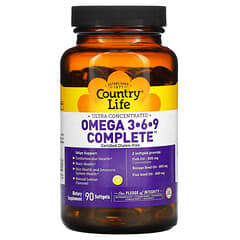 Country Life, Ultra Concentrated Omega 3-6-9 Complete, Natural Lemon, ultrakonzentrierte Omega-3, 6-, 9-Fettsäuren, natürlicher Zitronengeschmack, 90 Weichkapseln