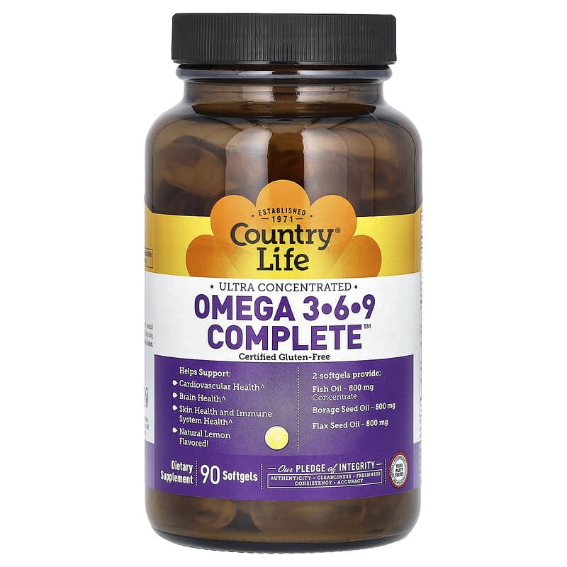 Ultra Concentrated Omega 3-6-9 Complete, Natural Lemon, 90 Softgels