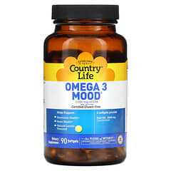 Country Life, Omega 3 Mood（オメガ3ムード）、天然レモン、ソフトジェル90粒