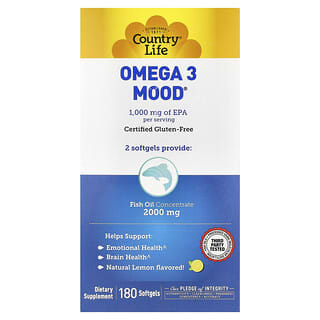 Country Life, Omega 3 Mood®, Natural Lemon, 180 Softgels