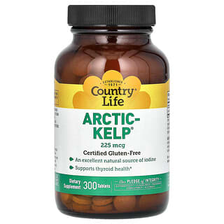 Country Life, Arctic-Kelp, арктические бурые водоросли, 225 мкг, 300 таблеток