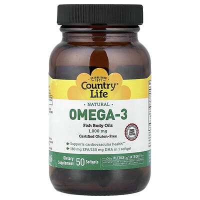 Country Life, Natural Omega-3, 1,000 mg, 50 Softgels