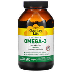 Country Life, Omega-3, 1000 mg, 200 Softgel Kapseln