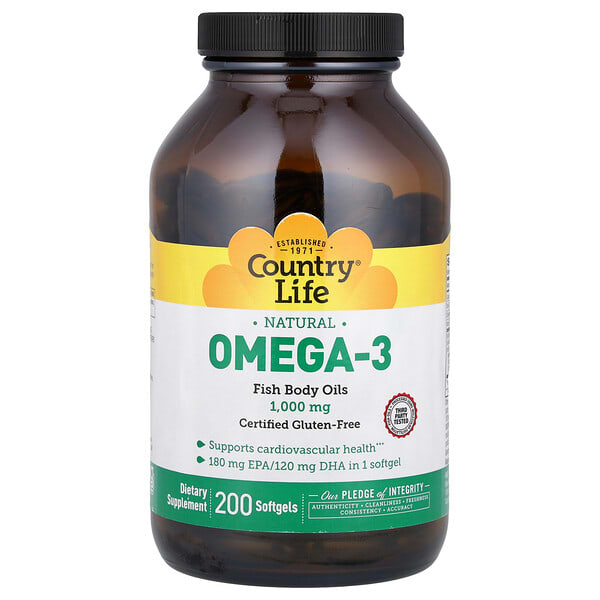 Natural Omega-3, 1,000 mg, 200 Softgels