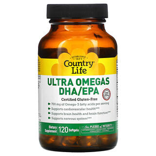 Country Life, Ultra Omegas DHA / EPA, 120 Cápsulas Gelificadas