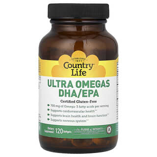 Country Life, Ultra Omegas DHA/EPA, 120 capsules à enveloppe molle