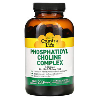 Country Life, Complejo de fosfatidilcolina, 1200 mg, 200 cápsulas blandas