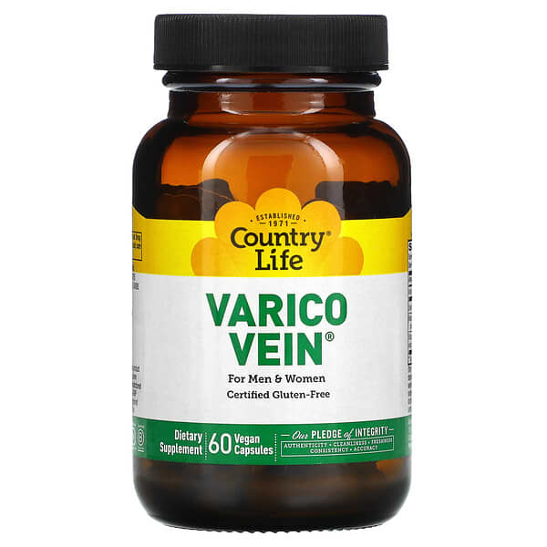 Country Life, VaricoVein for Men & Women, 60 Vegan Capsules (Discontinued Item) 