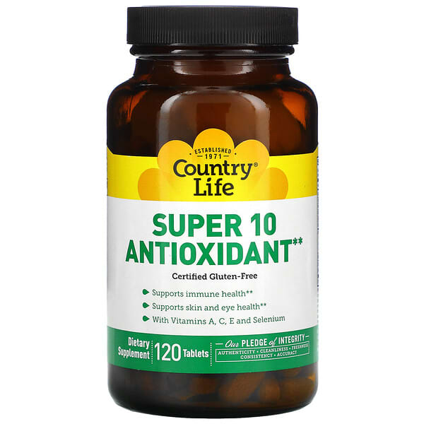 Country Life, Super 10 Antioxidant, 120 comprimidos