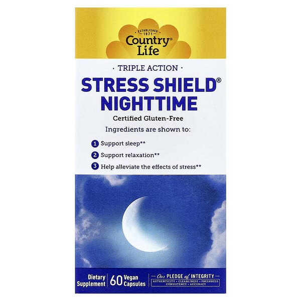 Stress Shield® Nighttime, Triple Action, 60 Vegan Capsules