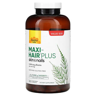 Country Life, Maxi-Hair Plus, 1,250 mcg, 360 Vegetarian Capsules