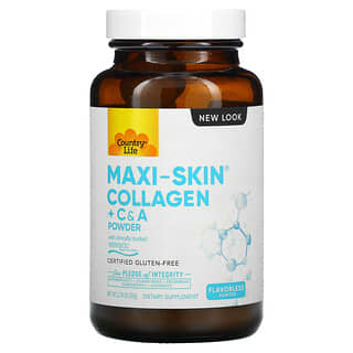 Country Life, Poudre Maxi-Skin collagène et vitamines C et A, Sans odeur, 78 g