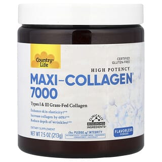 Country Life, High Potency Maxi-Collagen® 7000 Powder, Flavorless, 7.5 oz (213 g)