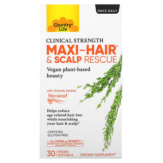 Country Life, Maxi-Hair & Scalp Rescue, Clinical Strength, 30 Vegan Softgels