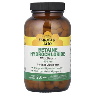 Country Life, Betaine Hydrochloride with Pepsin, 250 Tablets