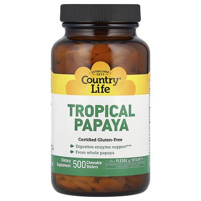 Country Life, Tropical Papaya Flavor, 500 Chewable Tablets
